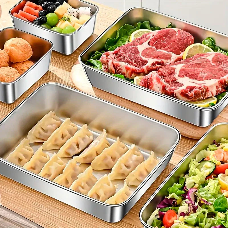 Conjunto de 6 Recipientes em Inox com Tampa Anti Vazamento